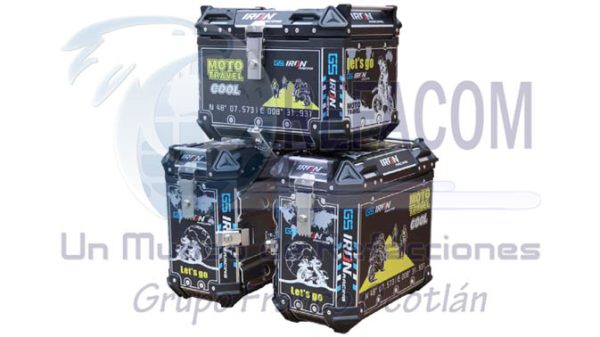 CAJ-7104-0095 CAJA PORTA-EQUIPAJE 3PZ ALUMINIO NEGRO LET'S GO